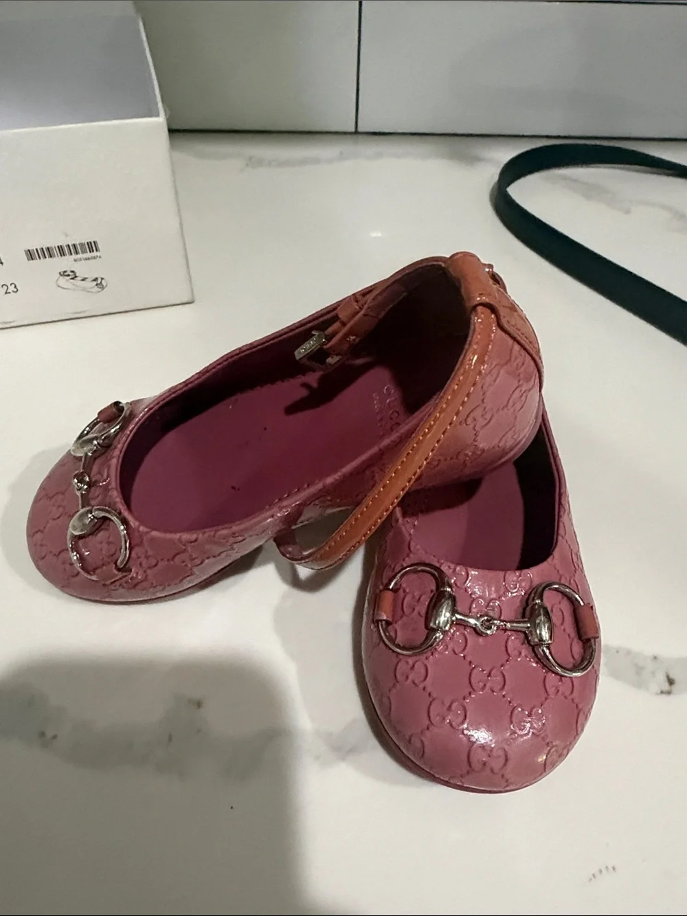 Gucci Girls Mauve Patent Leather Horsebit Mary Janes